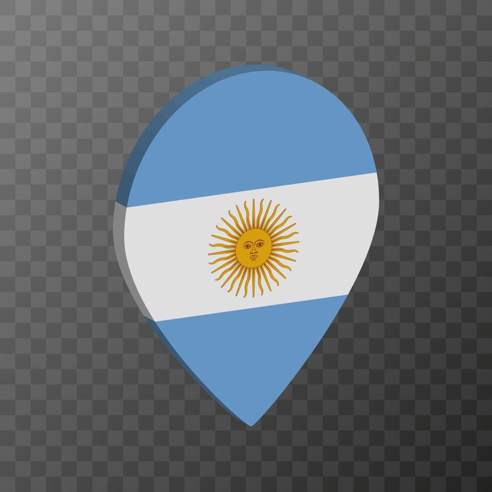 ponteiro de mapa com bandeira argentina. ilustração vetorial. vetor