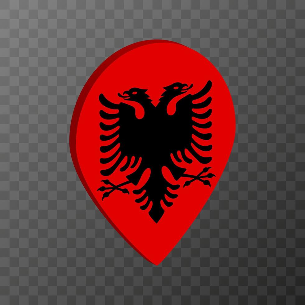 ponteiro de mapa com bandeira da Albânia. ilustração vetorial. vetor