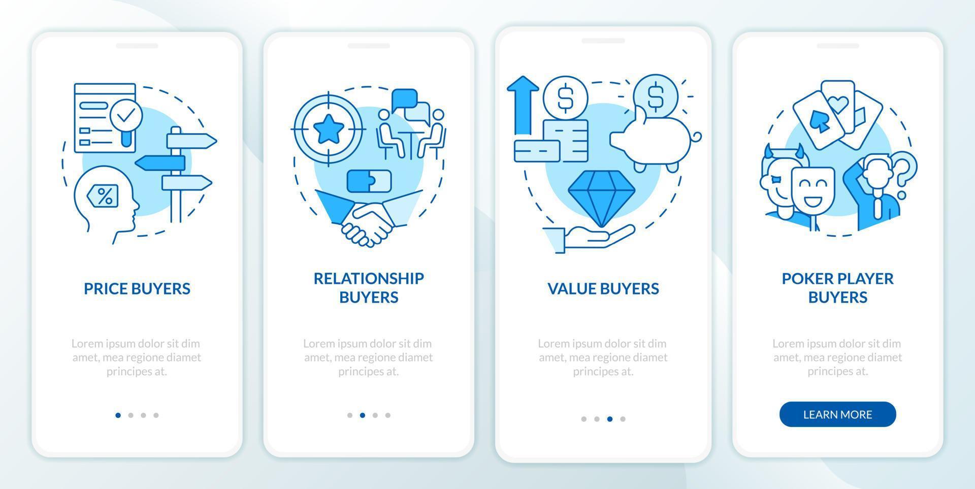 lidando com a tela azul do aplicativo móvel de integração dos clientes. instruções gráficas editáveis de 4 etapas passo a passo de negócios com conceitos lineares. interface do usuário, ux, modelo de gui vetor