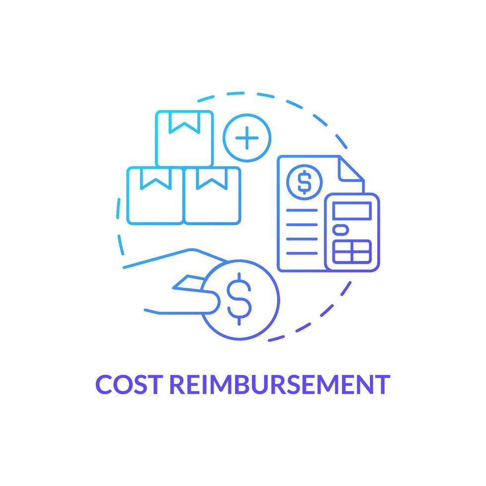 ícone do conceito de gradiente azul de reembolso de custos. tipo de ilustração de linha fina de ideia abstrata de contrato. percentual de lucro. compensação. desenho de esboço isolado vetor