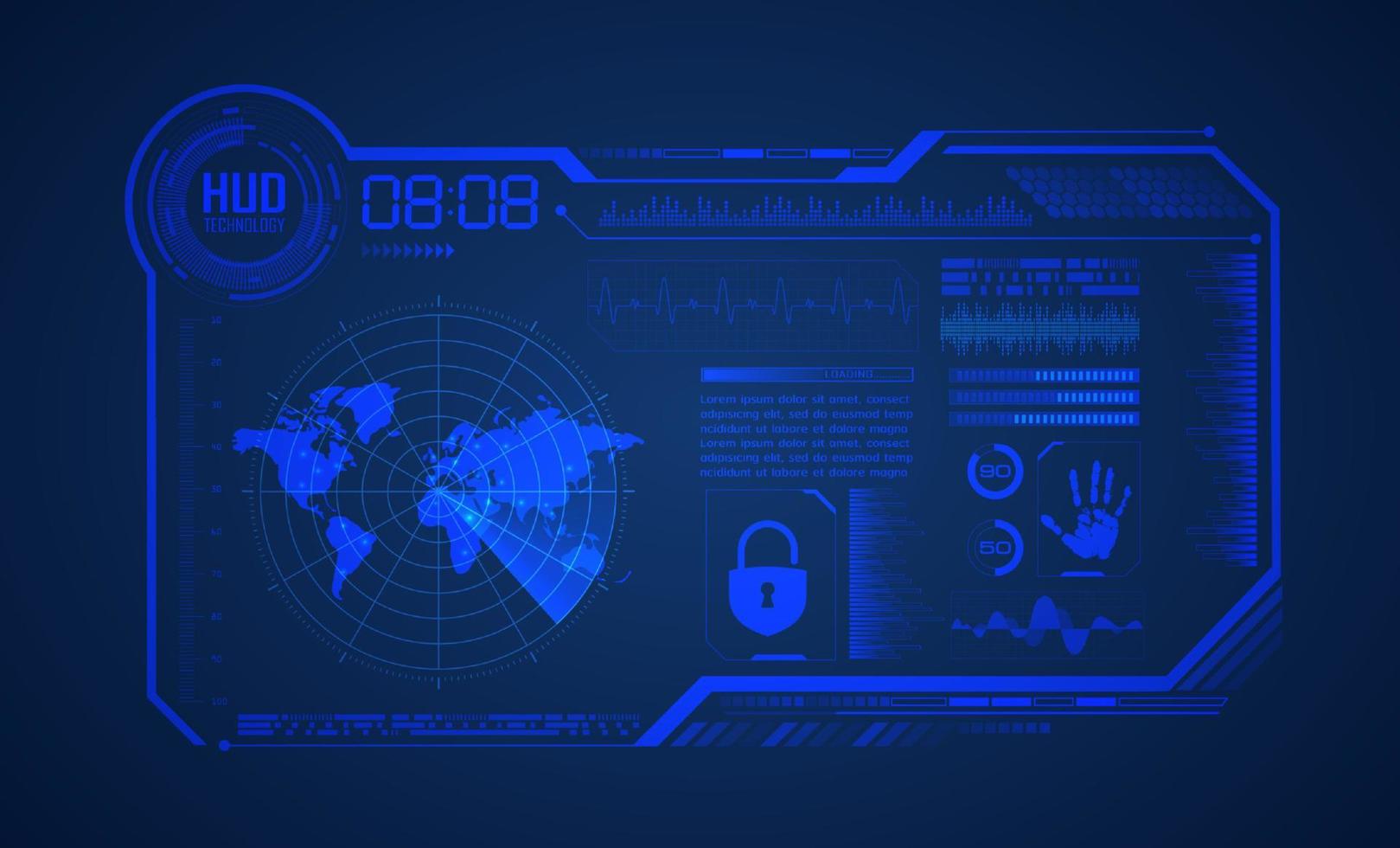 fundo de tela de tecnologia hud moderna vetor