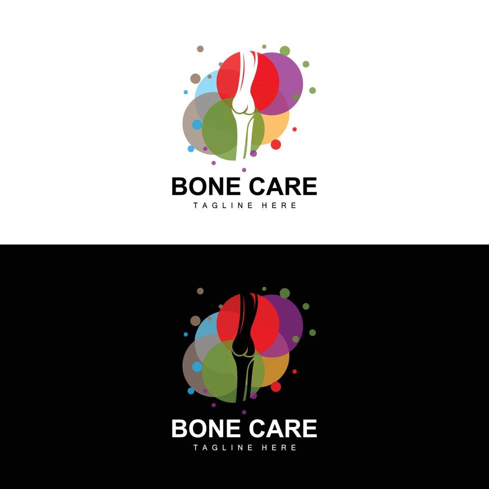 design de logotipo de osso, ilustração de partes do corpo de saúde médica vetor