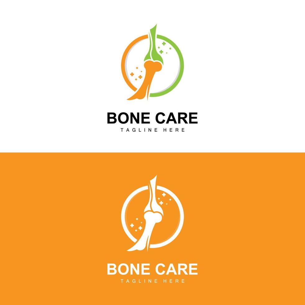 design de logotipo de osso, ilustração de partes do corpo de saúde médica vetor