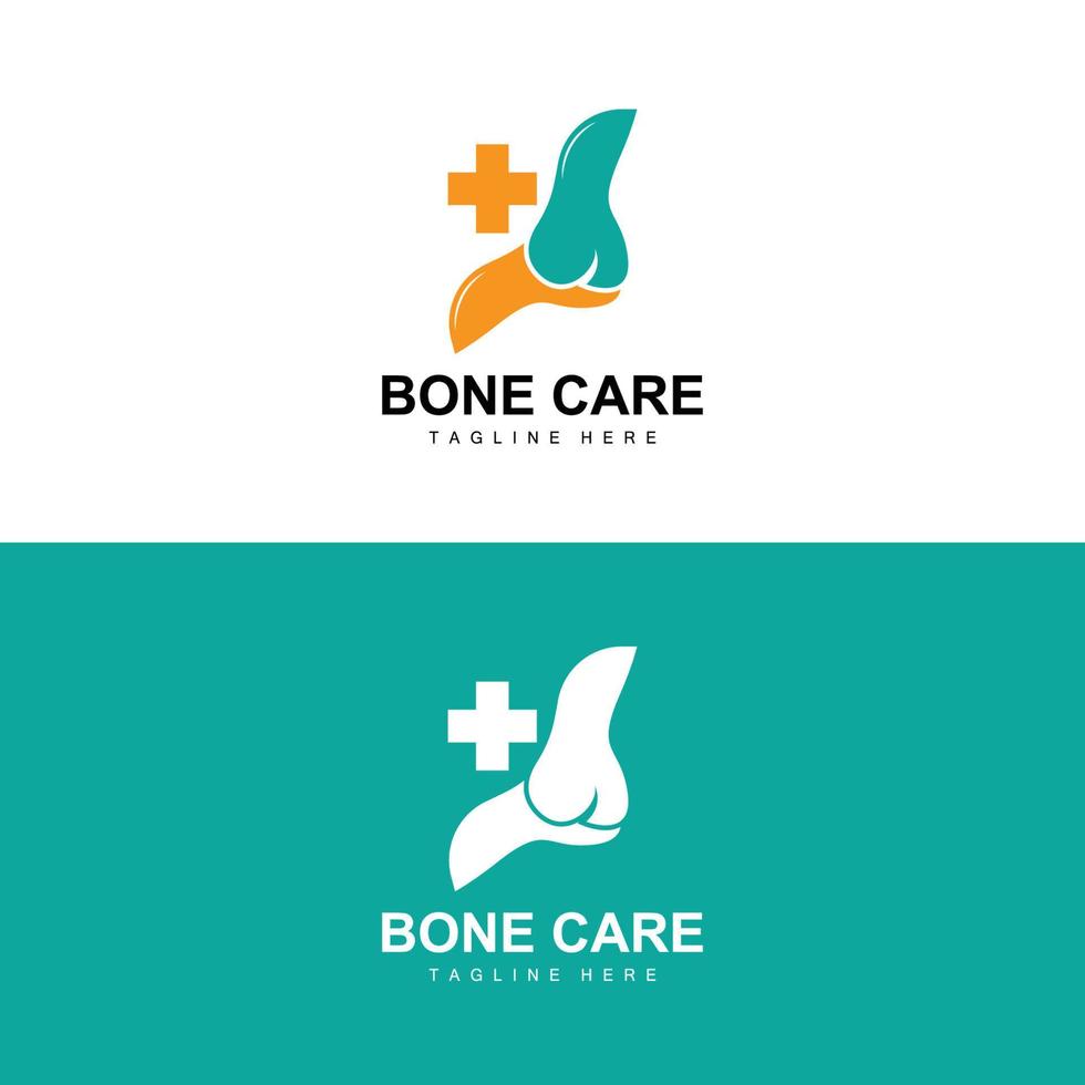 design de logotipo de osso, ilustração de partes do corpo de saúde médica vetor