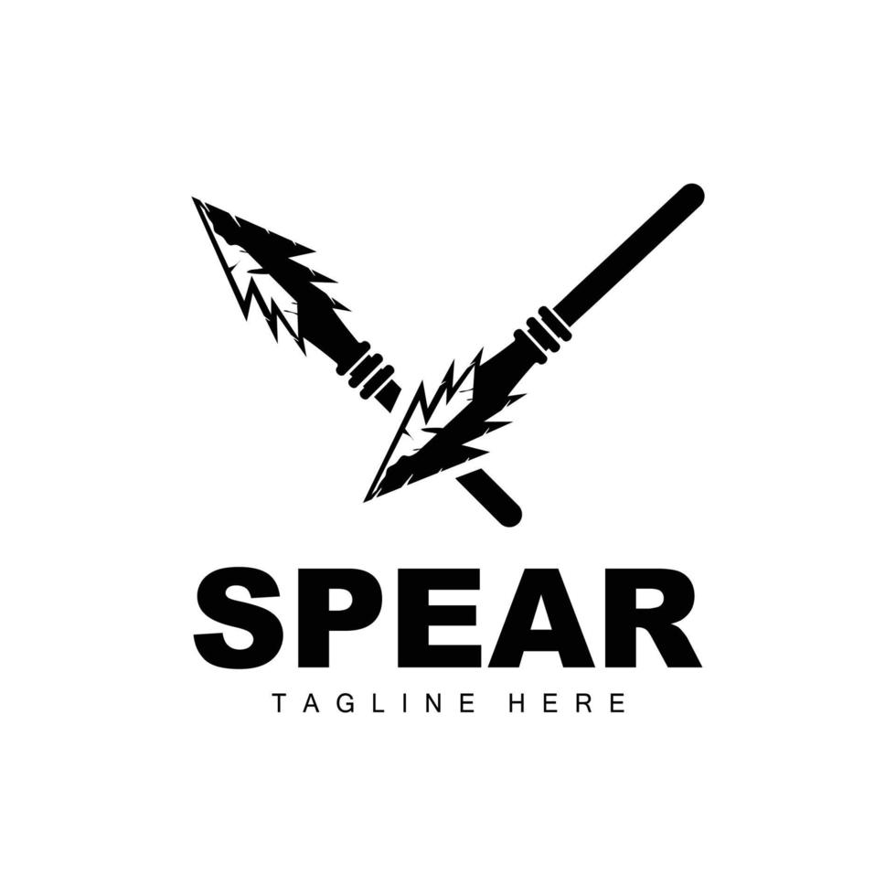 logotipo da lança, design de ícone de alvo de arma de arremesso de longo alcance, ilustração de ícone de marca de produto e empresa vetor