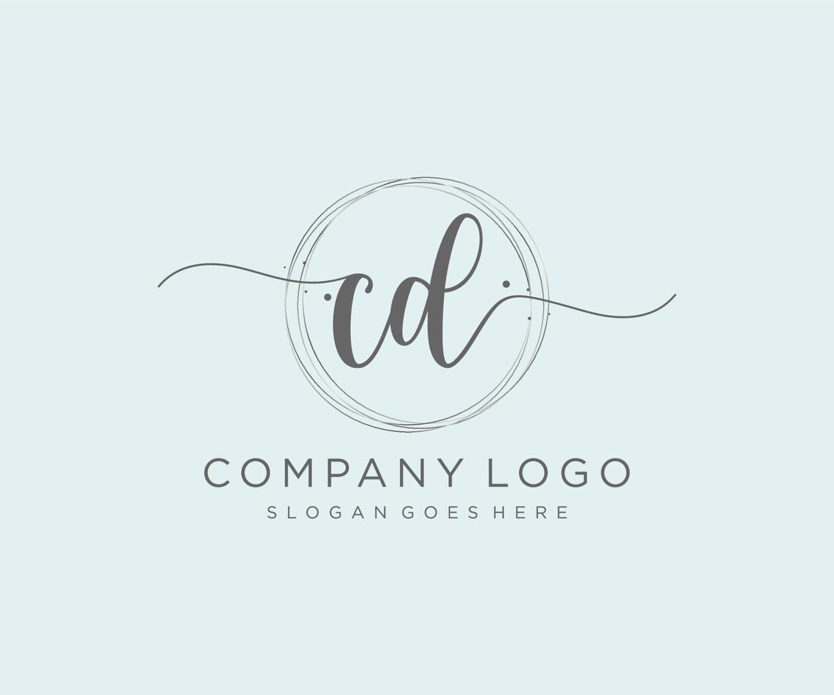 logo feminino inicial do cd. utilizável para logotipos de natureza, salão, spa, cosméticos e beleza. elemento de modelo de design de logotipo de vetor plana.