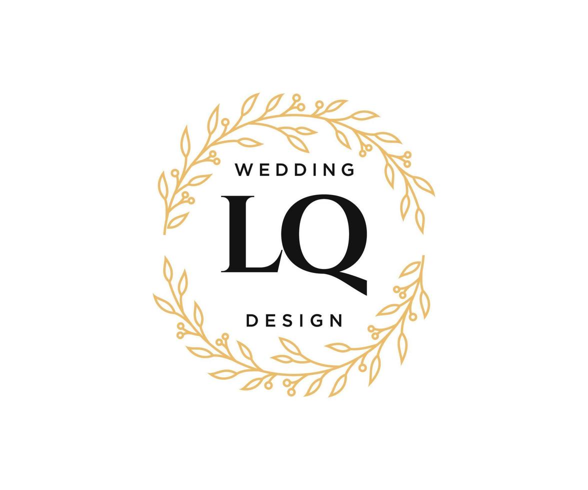 lq letras iniciais coleção de logotipos de monograma de casamento, modelos modernos minimalistas e florais desenhados à mão para cartões de convite, salve a data, identidade elegante para restaurante, boutique, café em vetor