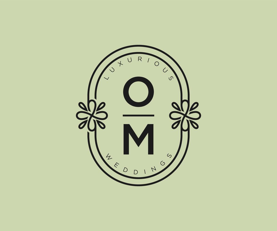 modelo de logotipos de monograma de casamento de carta de iniciais om, modelos modernos minimalistas e florais desenhados à mão para cartões de convite, salve a data, identidade elegante. vetor