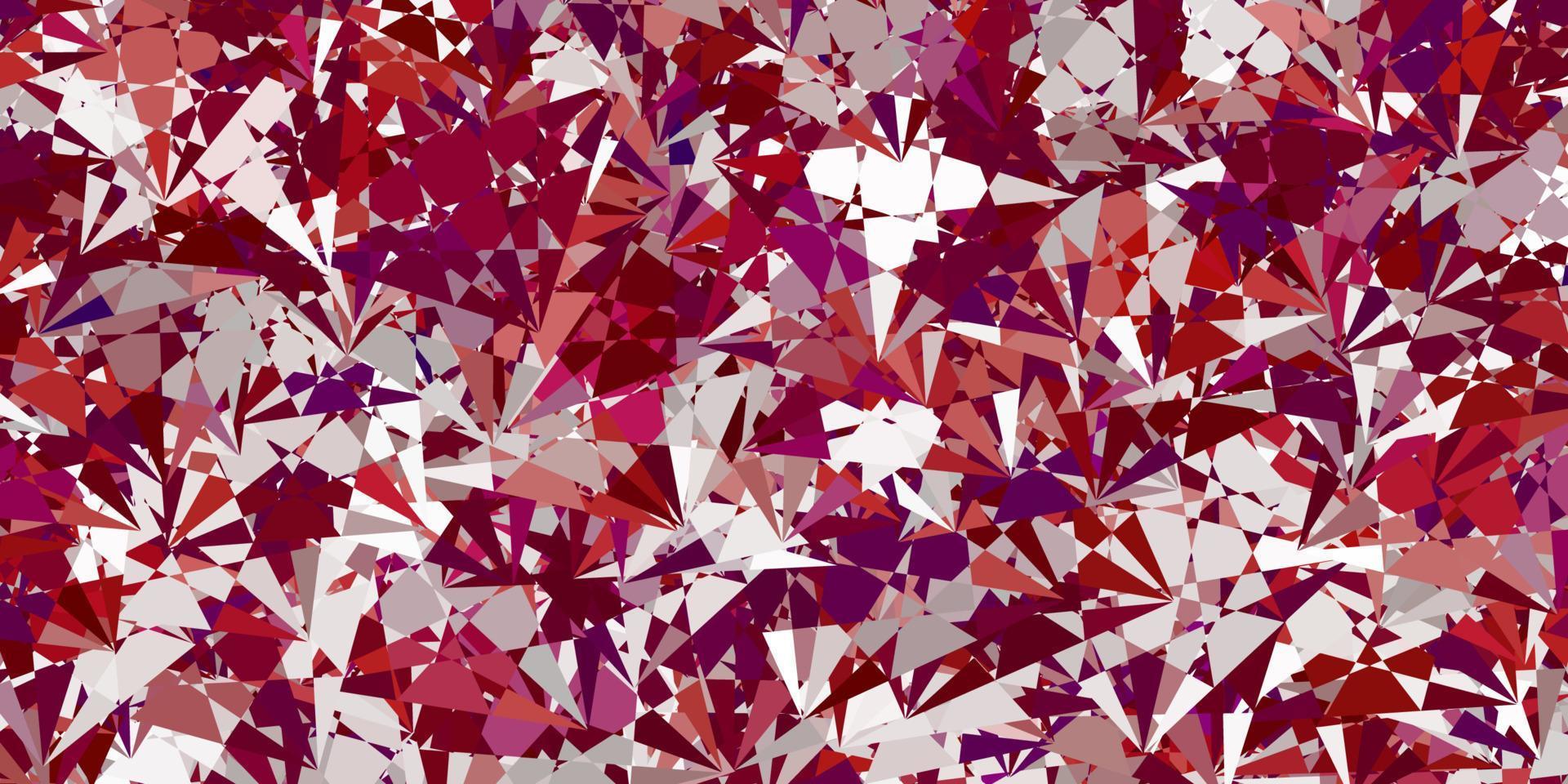 textura vector roxo claro com triângulos aleatórios.