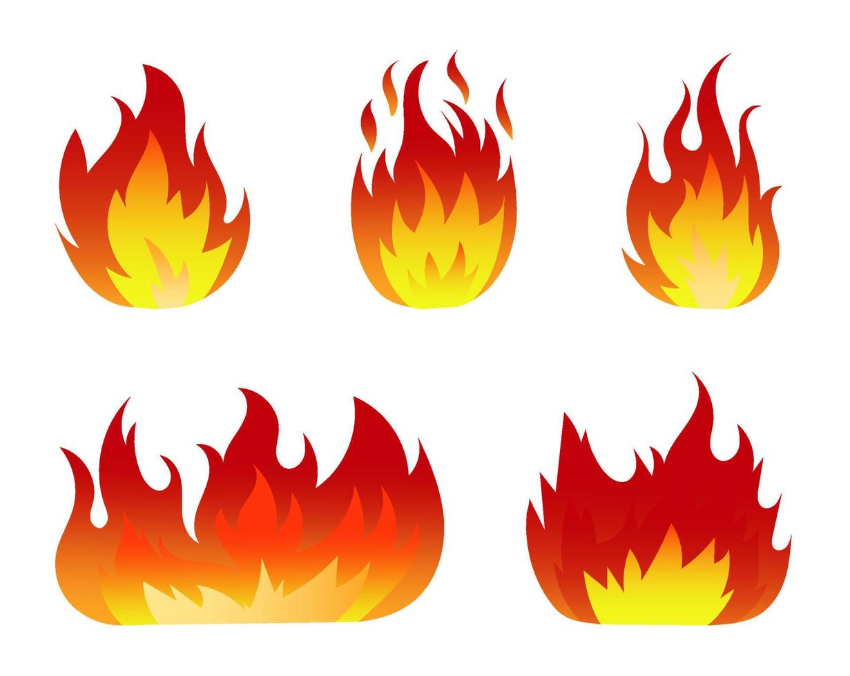 Conjunto De Chamas De Fogo Realista. Chama De Fogo Ardente Vermelha E  Laranja Quente Flamejante Calor Explosão Cartoon, Energia De Chama Quente,  Ilustração Vetorial De Animação De Fogo Royalty Free SVG, Cliparts