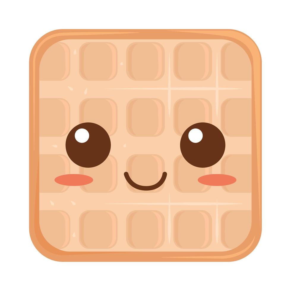comida de waffle kawaii vetor