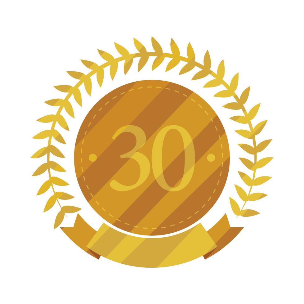 distintivo de ouro de 30 anos vetor