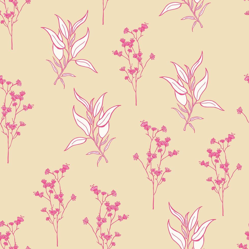 design de padrão sem emenda de flores tropicais modernas. sem costura padrão com flores e folhas da primavera. fundo desenhado à mão. padrão floral para papel de parede ou tecido. azulejo botânico. vetor