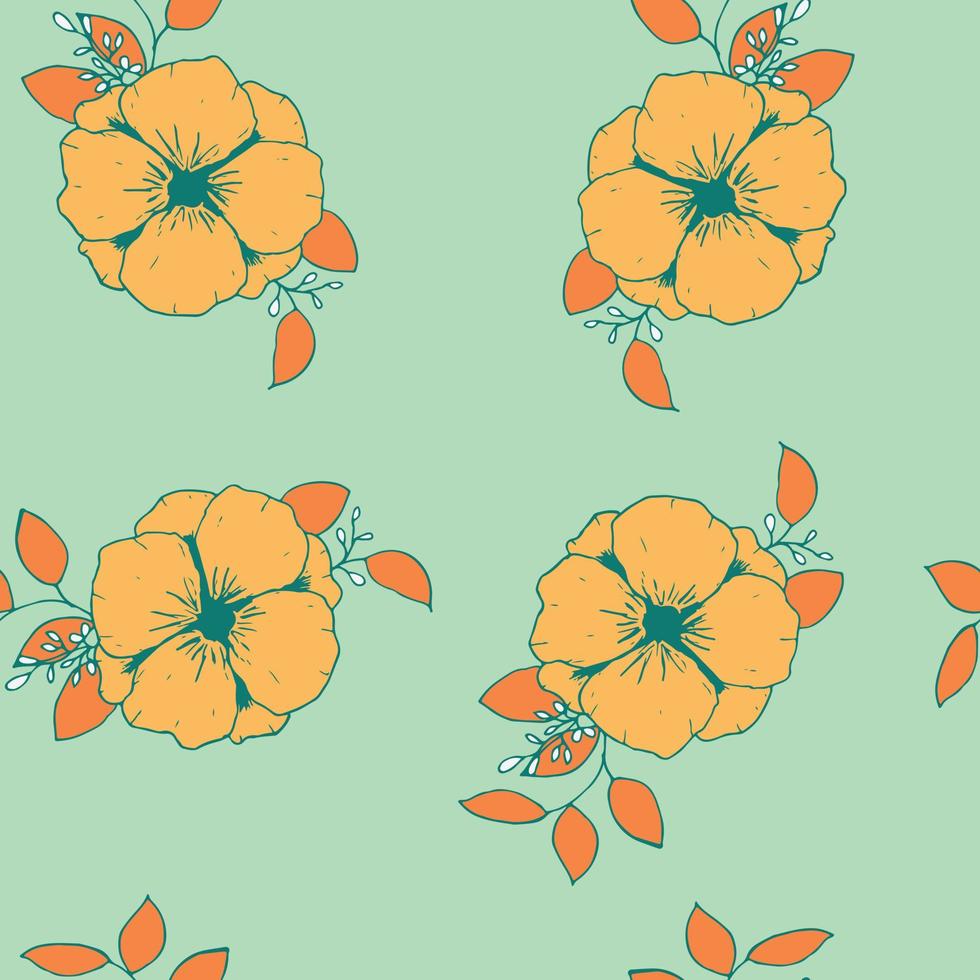 design de padrão sem emenda de flores tropicais modernas. sem costura padrão com flores e folhas da primavera. fundo desenhado à mão. padrão floral para papel de parede ou tecido. azulejo botânico. vetor