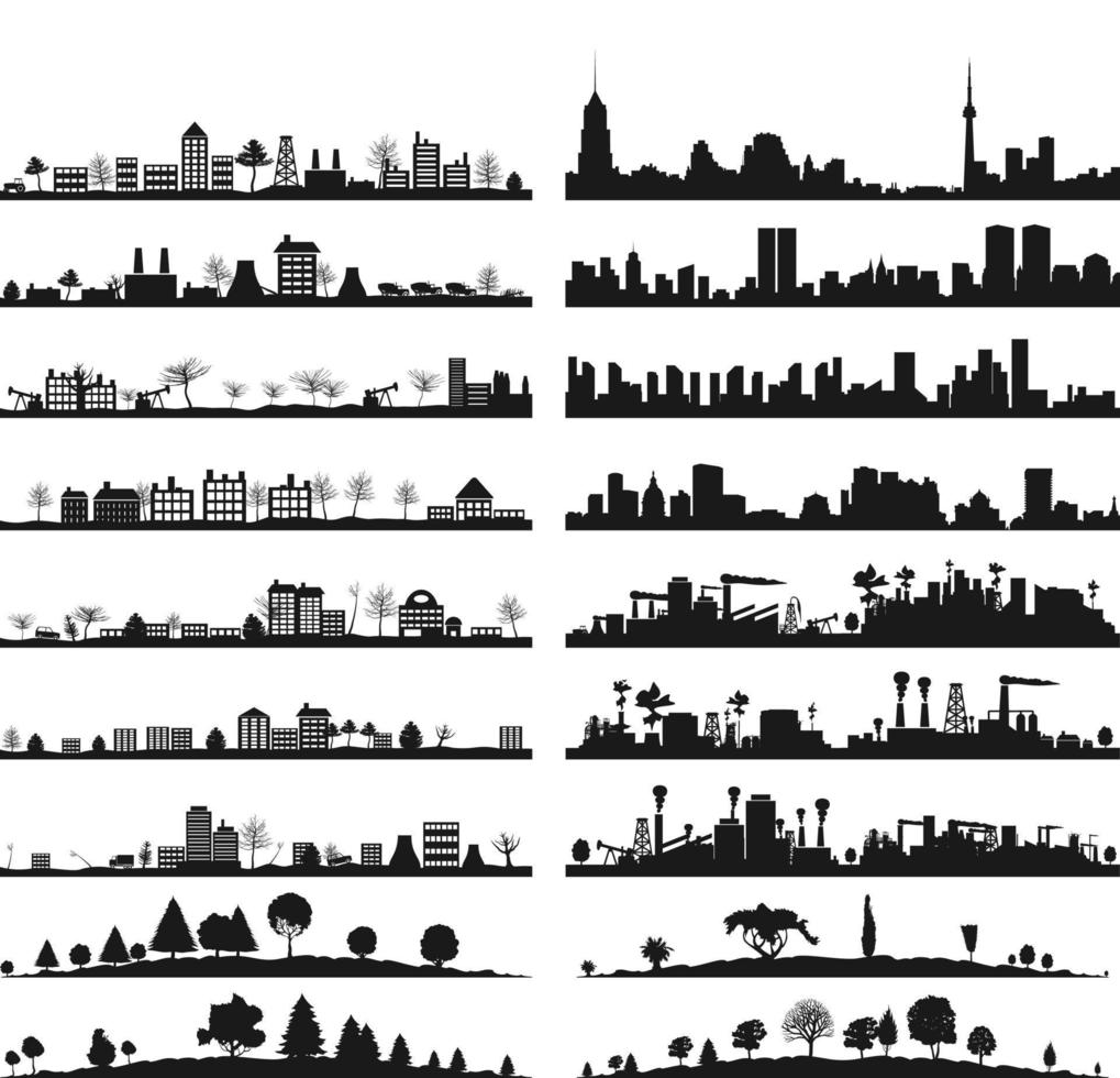 coleção de paisagens da cidade. uma ilustração vetorial vetor