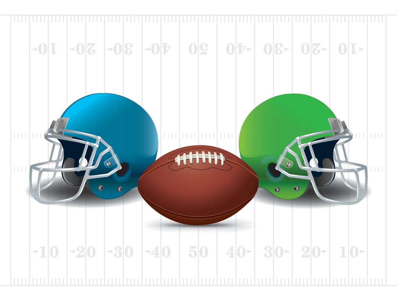 bola de futebol americano e ilustração de fundo de campo de capacetes vetor
