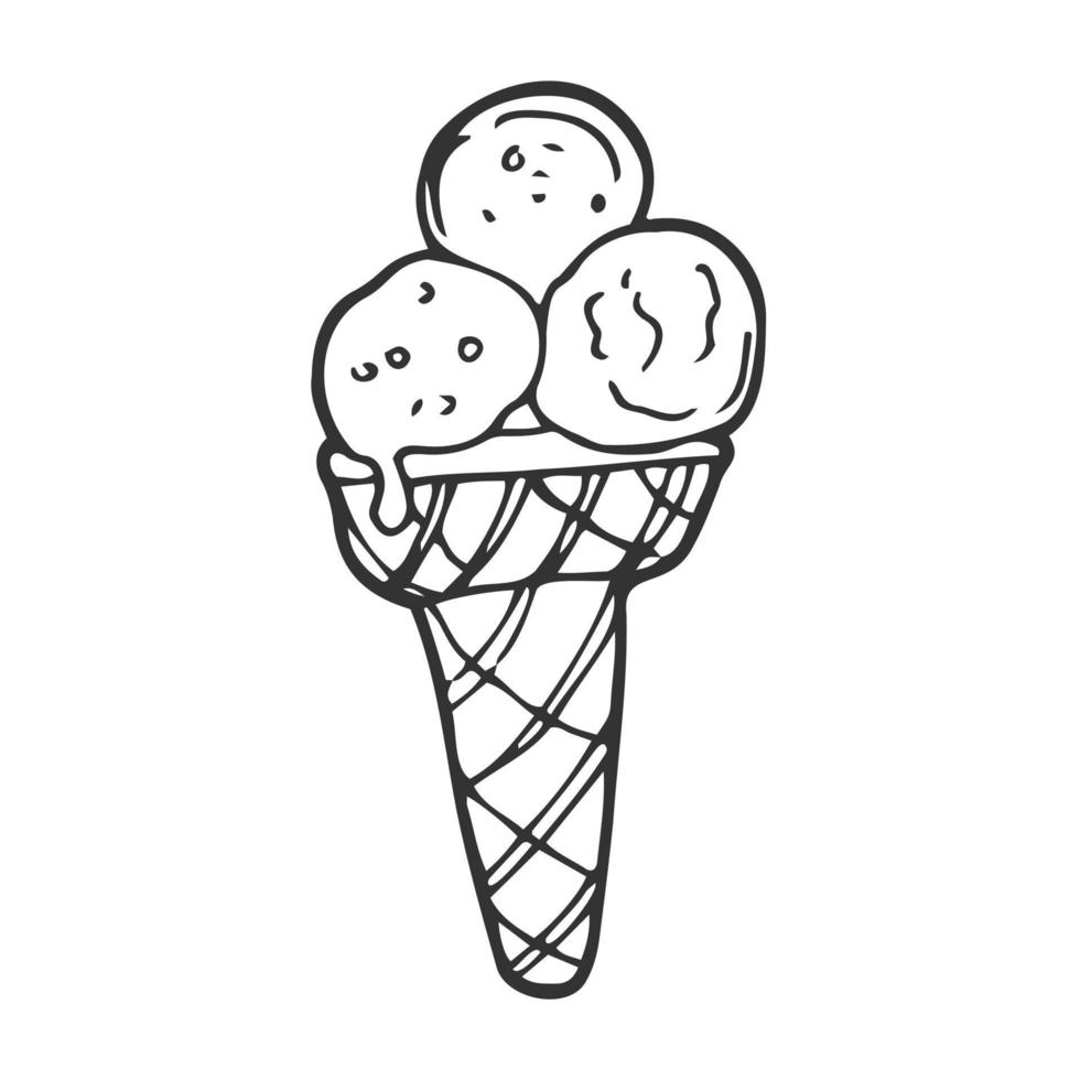 casquinha de sorvete isolada no fundo branco. ilustração vetorial vetor
