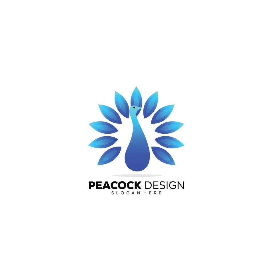 modelo elegante de logotipo de ilustração de design de pavão vetor