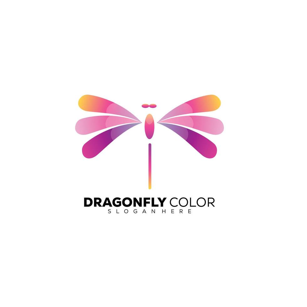 modelo de cor gradiente elegante de logotipo de libélula vetor