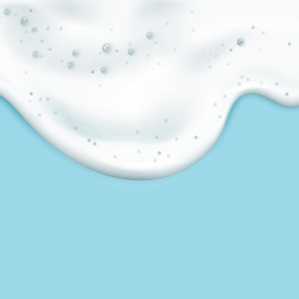 espuma de banho isolada em um fundo azul. bolhas de shampoo texture.shampoo e ilustração em vetor espuma de banho.