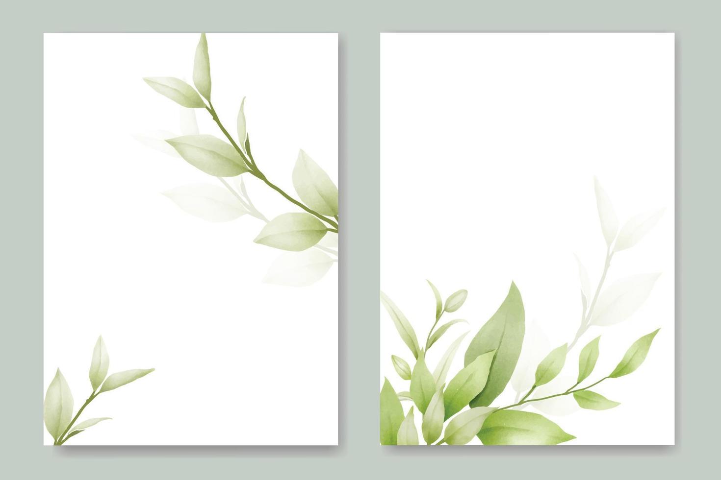 modelo de cartão de convite de casamento de folha verde linda vetor