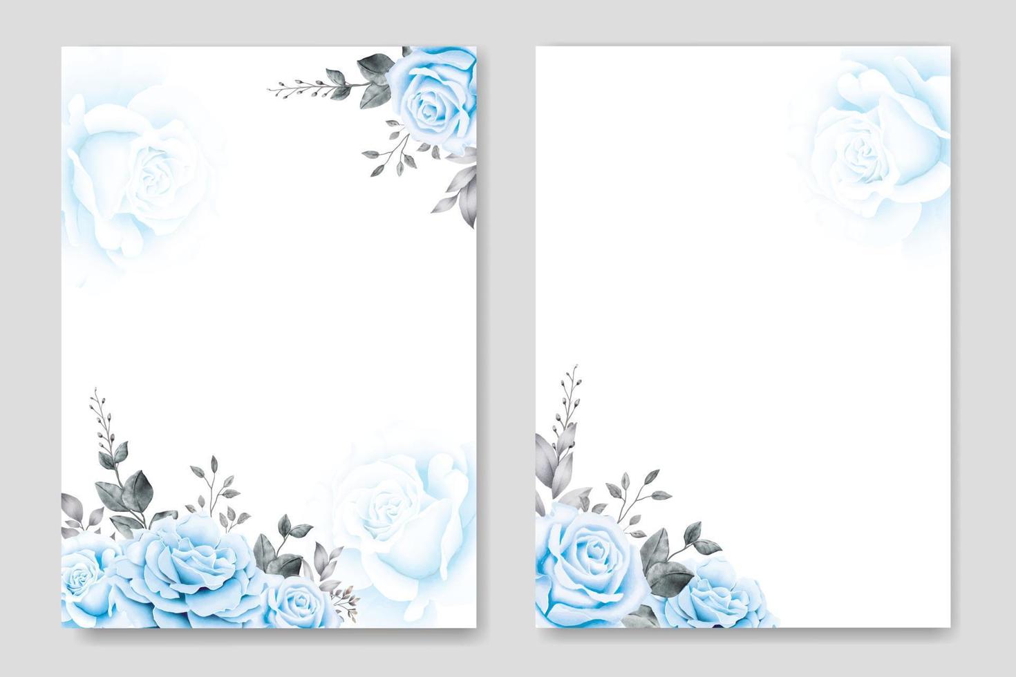 modelo de cartão de convite de casamento azul marinho floral vetor