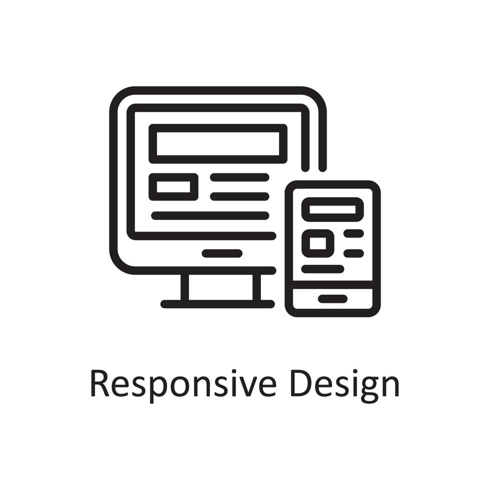 ilustração de design de ícone de contorno de design responsivo. hospedagem na web e símbolo de serviços em nuvem no arquivo branco background eps 10 vetor