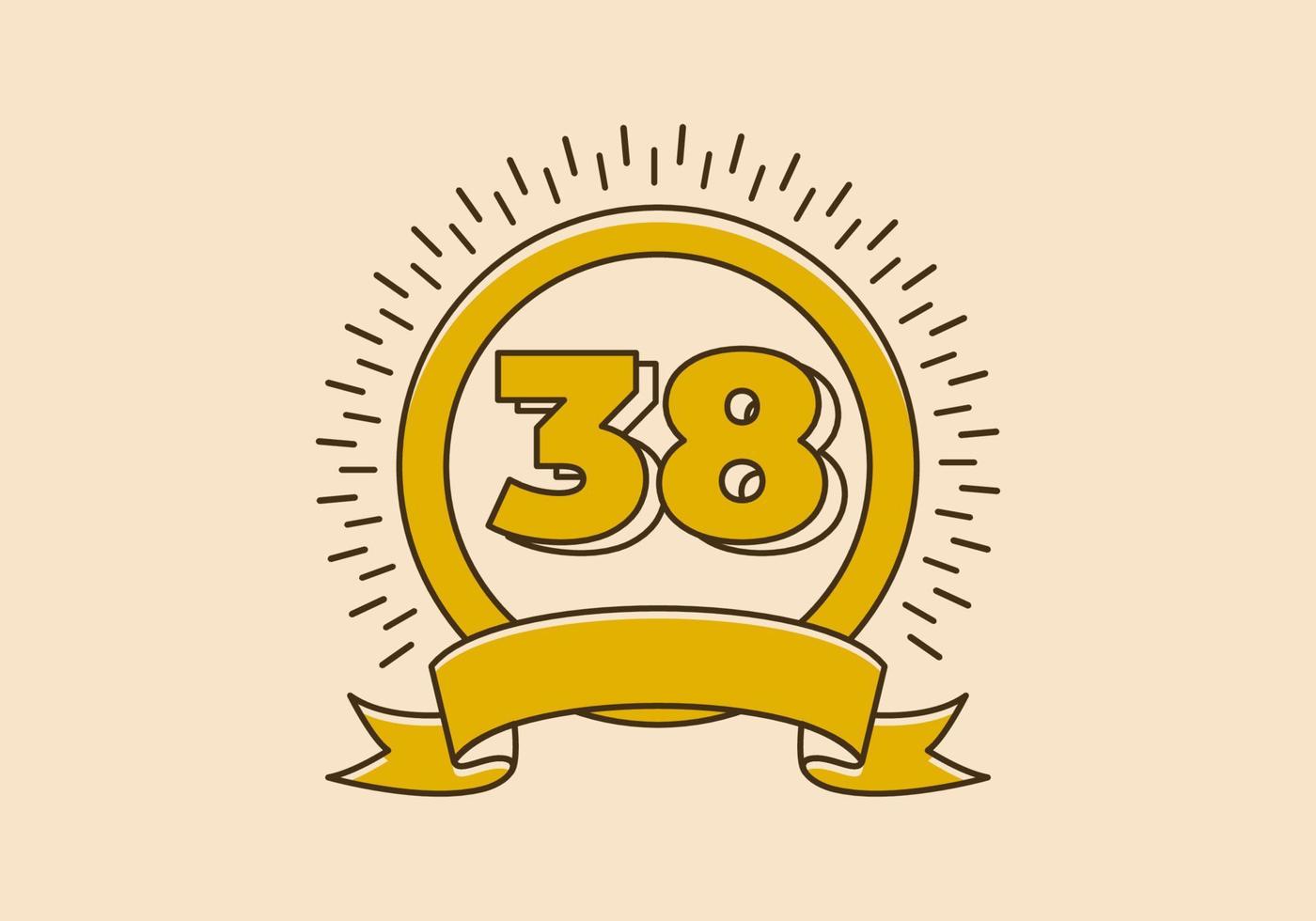 distintivo de círculo amarelo vintage com o número 38 nele vetor