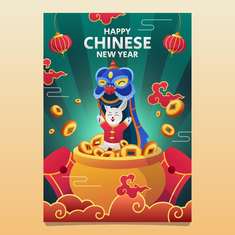 cartaz de celebração do ano novo chinês vetor