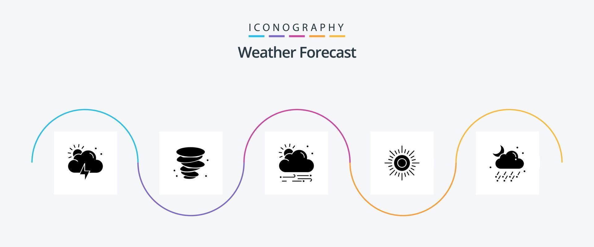 pacote de ícones do glifo meteorológico 5, incluindo . lua. clima. clima. nuvem vetor