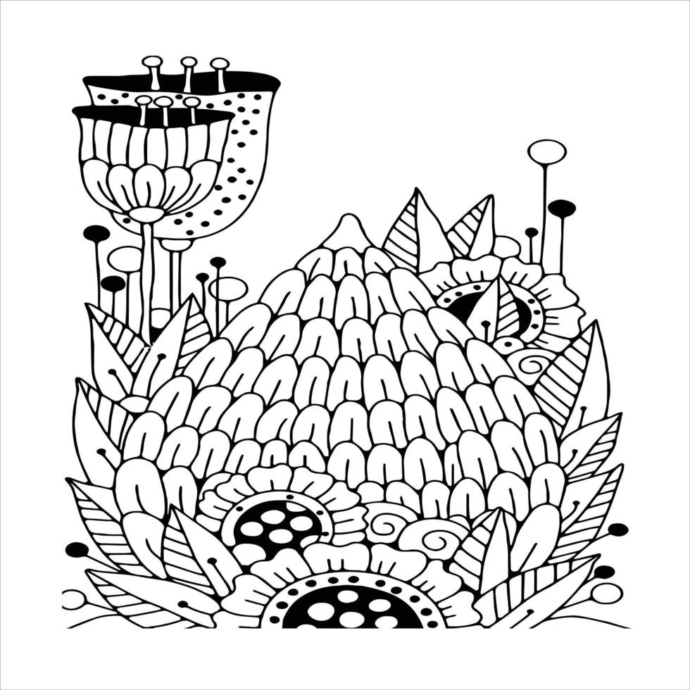 página de coloração de mandala floral. ilustração em vetor flor