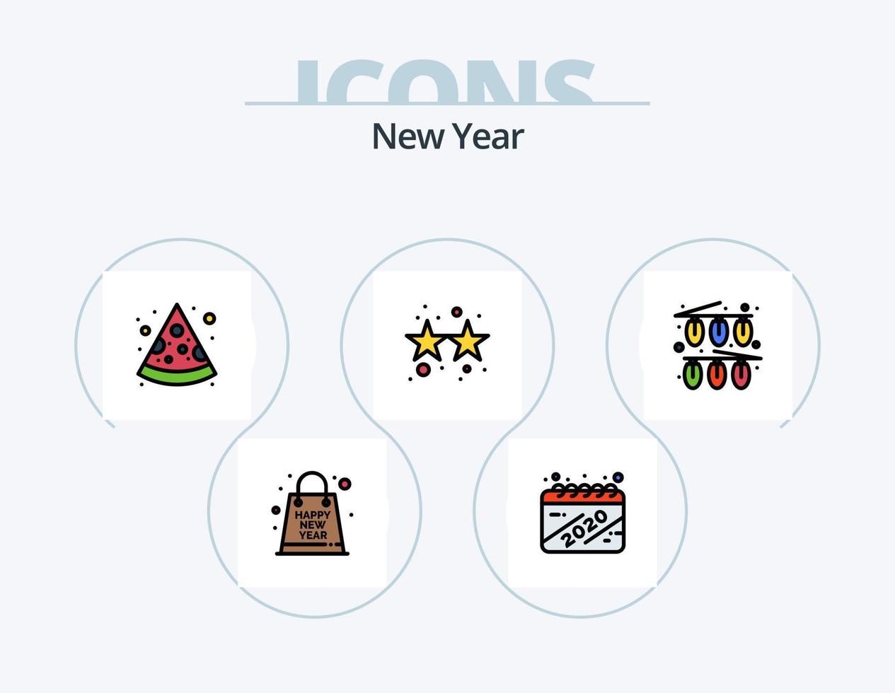 linha de ano novo cheia de ícones do pacote 5 design de ícones. mercado. Móvel. ano. Ame. dispositivo vetor