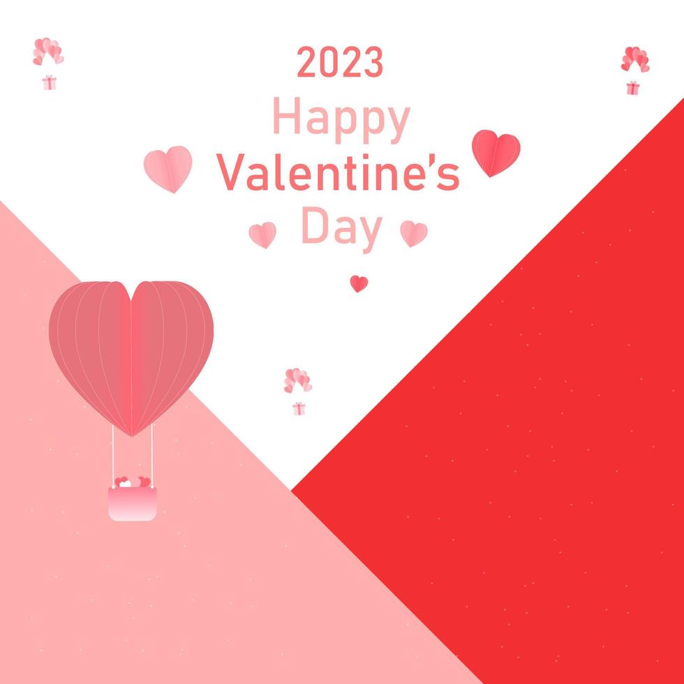 cartazes do conceito de dia dos namorados, vector illustration.balloon coração e papel rosa com moldura em fundo geométrico. lindos banners de venda de amor ou cartões comemorativos