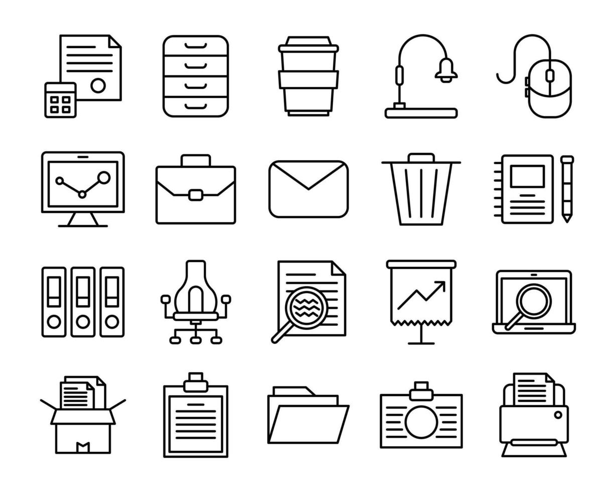ícones de escritório, adequados para uma ampla gama de projetos criativos digitais. vetor