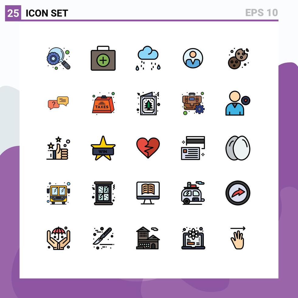 conjunto de 25 sinais de símbolos de ícones de interface do usuário modernos para sobremesa assar neve personalização do usuário elementos de design de vetores editáveis