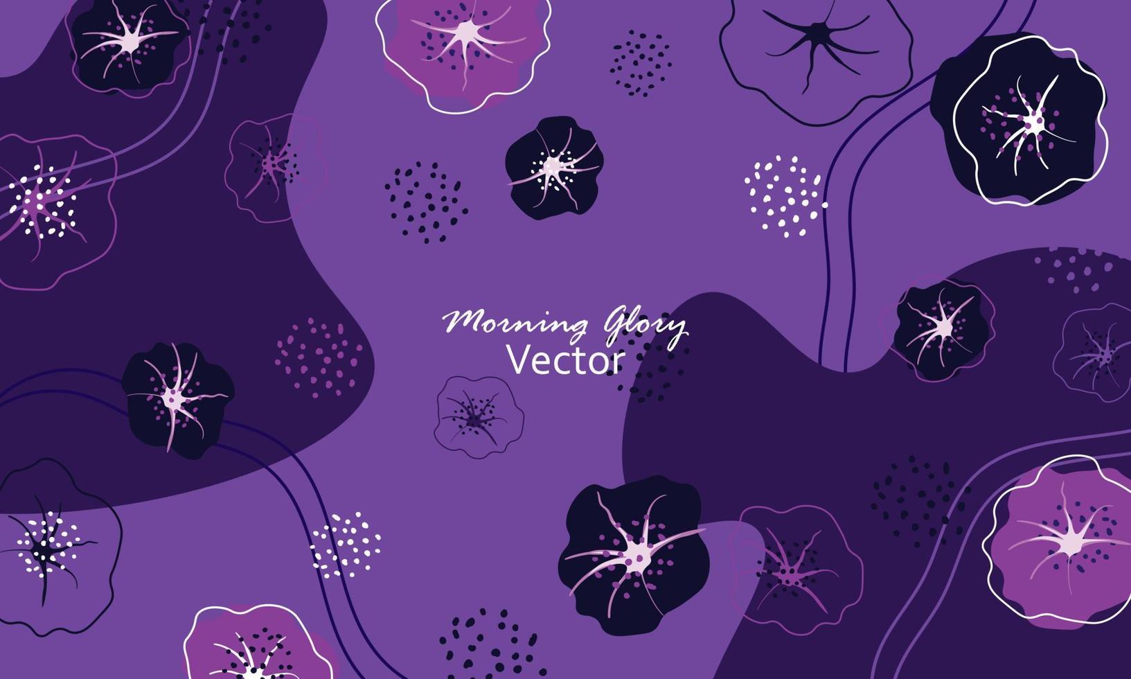 ilustração vetorial de flores de ipomeia com moldura de folhas vetor