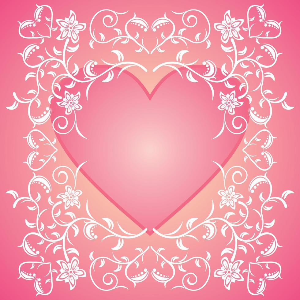 cartão de fundo rosa dia dos namorados com flores vetor