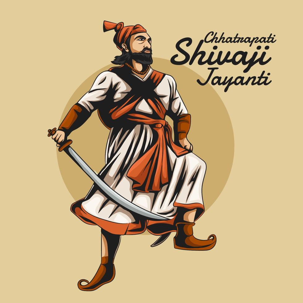 vetor de chhatrapati shivaji maharaj jayanti, rei guerreiro maratha indiano
