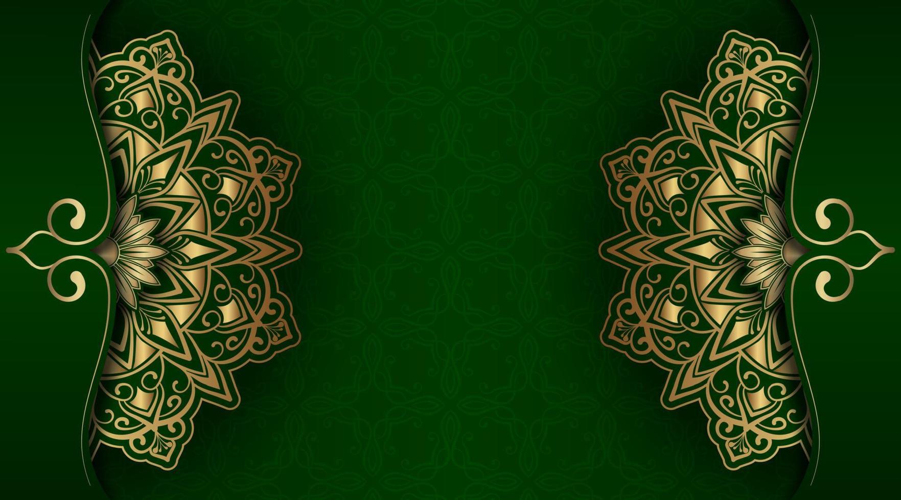 fundo de luxo verde com ornamento de mandala vetor