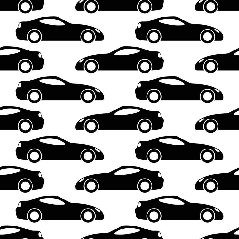 padrão sem emenda com carros pretos sobre fundo branco. ilustração vetorial. vetor