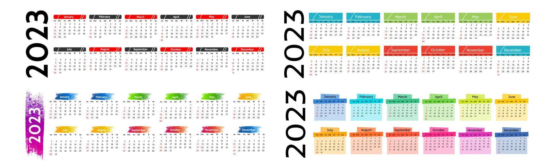 calendário para 2023 isolado em um fundo branco vetor