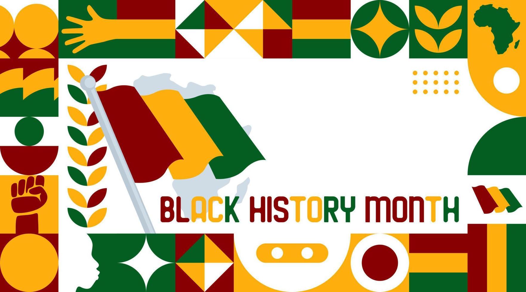bandeira do mês da história negra design de fundo geométrico abstrato vetor