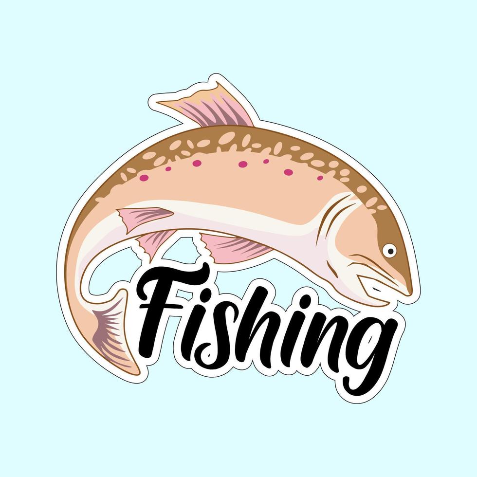 belos adesivos de peixes em fundo colorido para os amantes da pesca vetor
