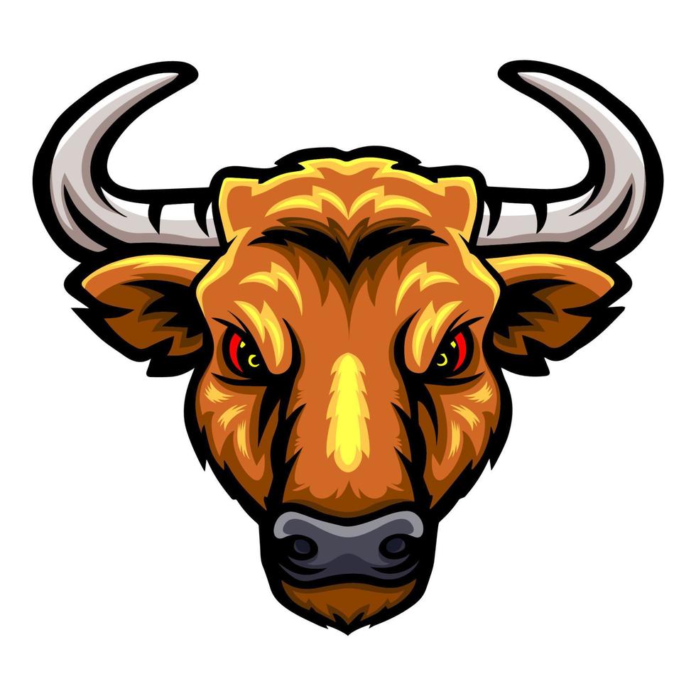 design de mascote de logotipo de cabeça de touro vetor