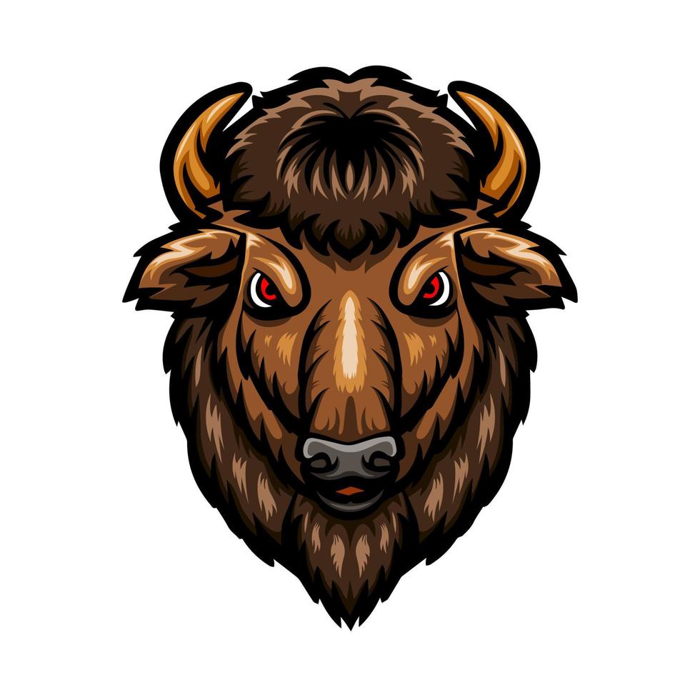 design de mascote de logotipo de cabeça de bisão vetor