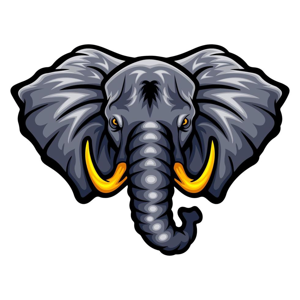 design de mascote de logotipo de cabeça de elefante vetor