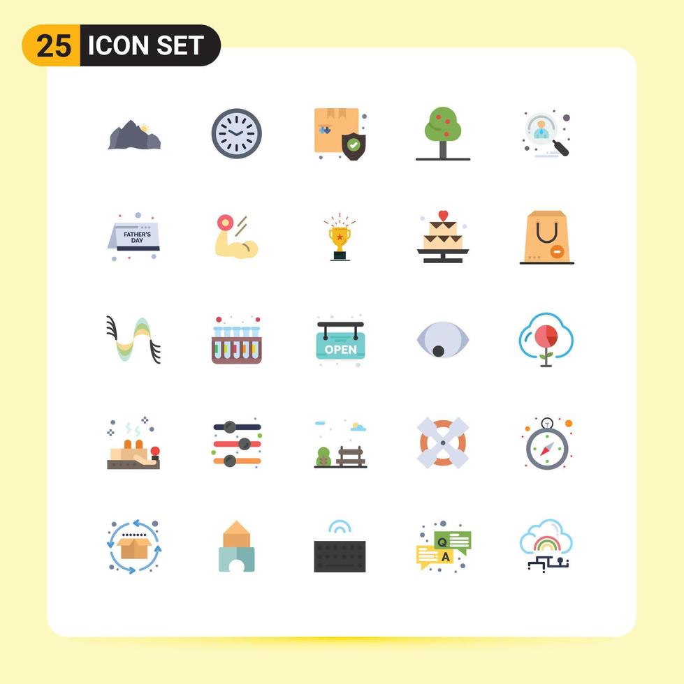 Pacote de cores planas de 25 interfaces de usuário de sinais e símbolos modernos de contratação de elementos de design de vetores editáveis de natureza de árvore de candidatos