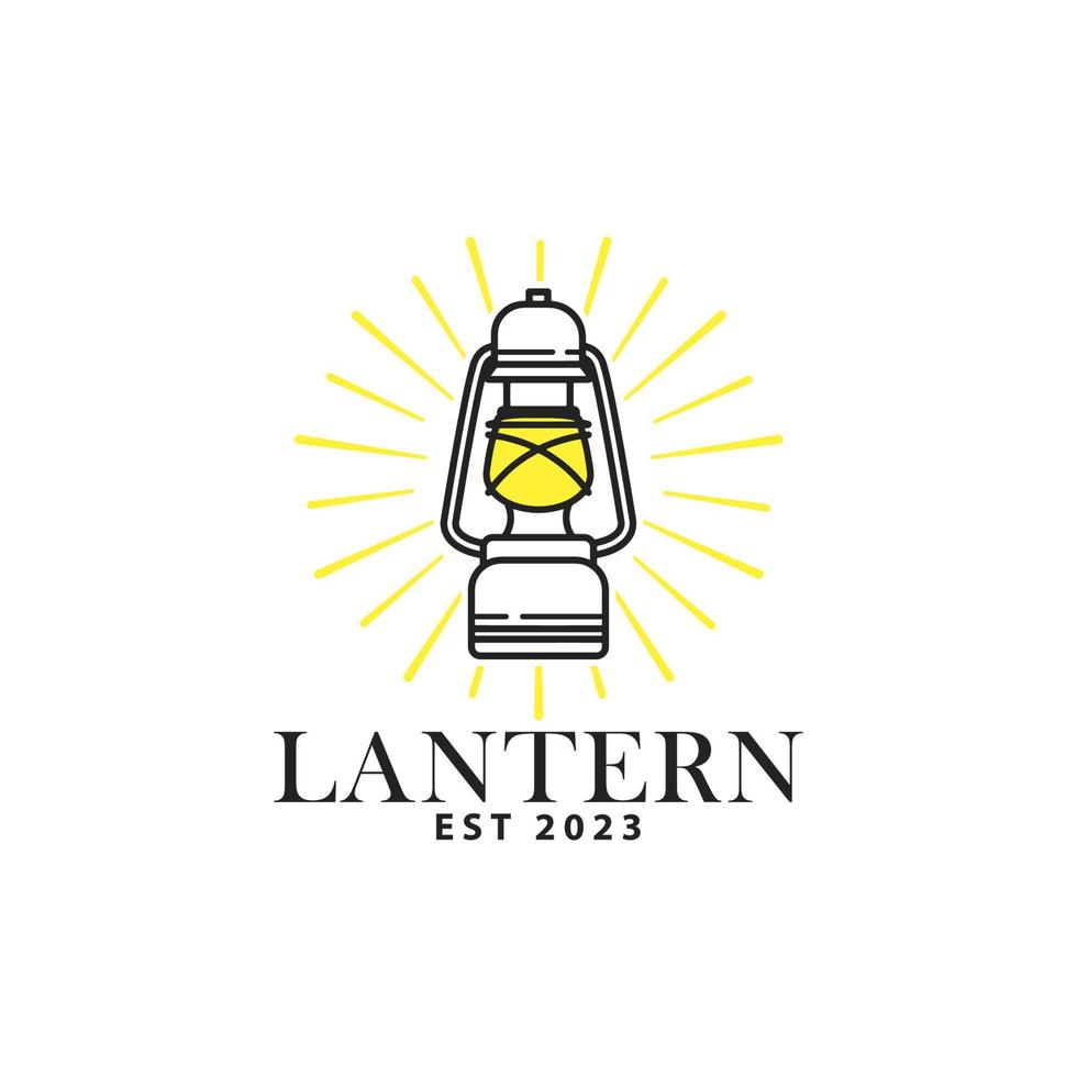 estilo de arte de linha de logotipo clássico de lanterna vetor