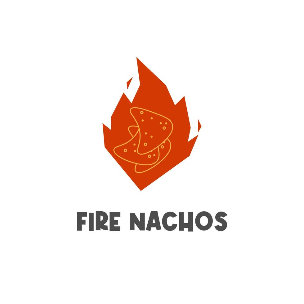 nachos de fogo ou logotipo de nachos picantes vetor