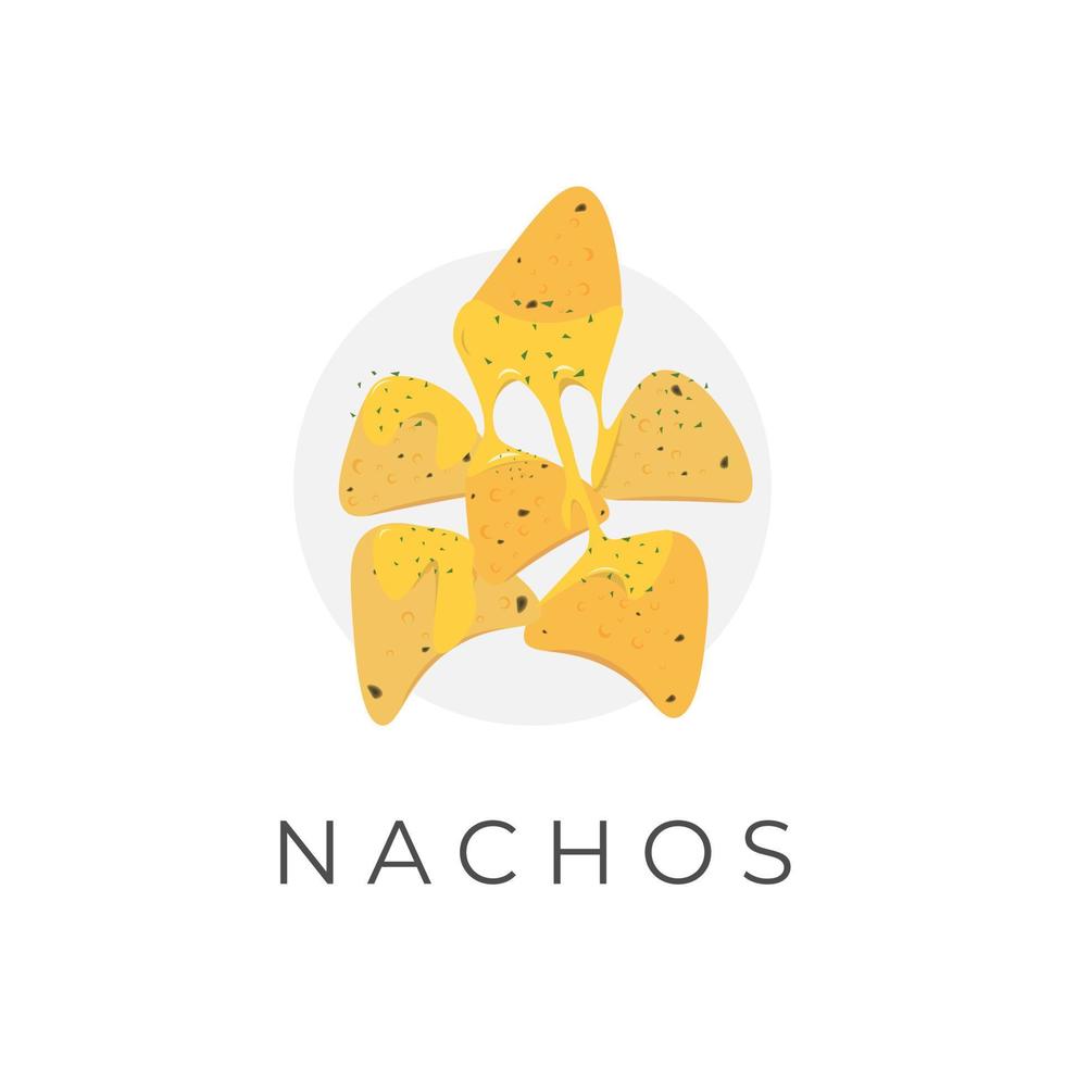 nachos tortilla chips ilustração logotipo com queijo derretido vetor